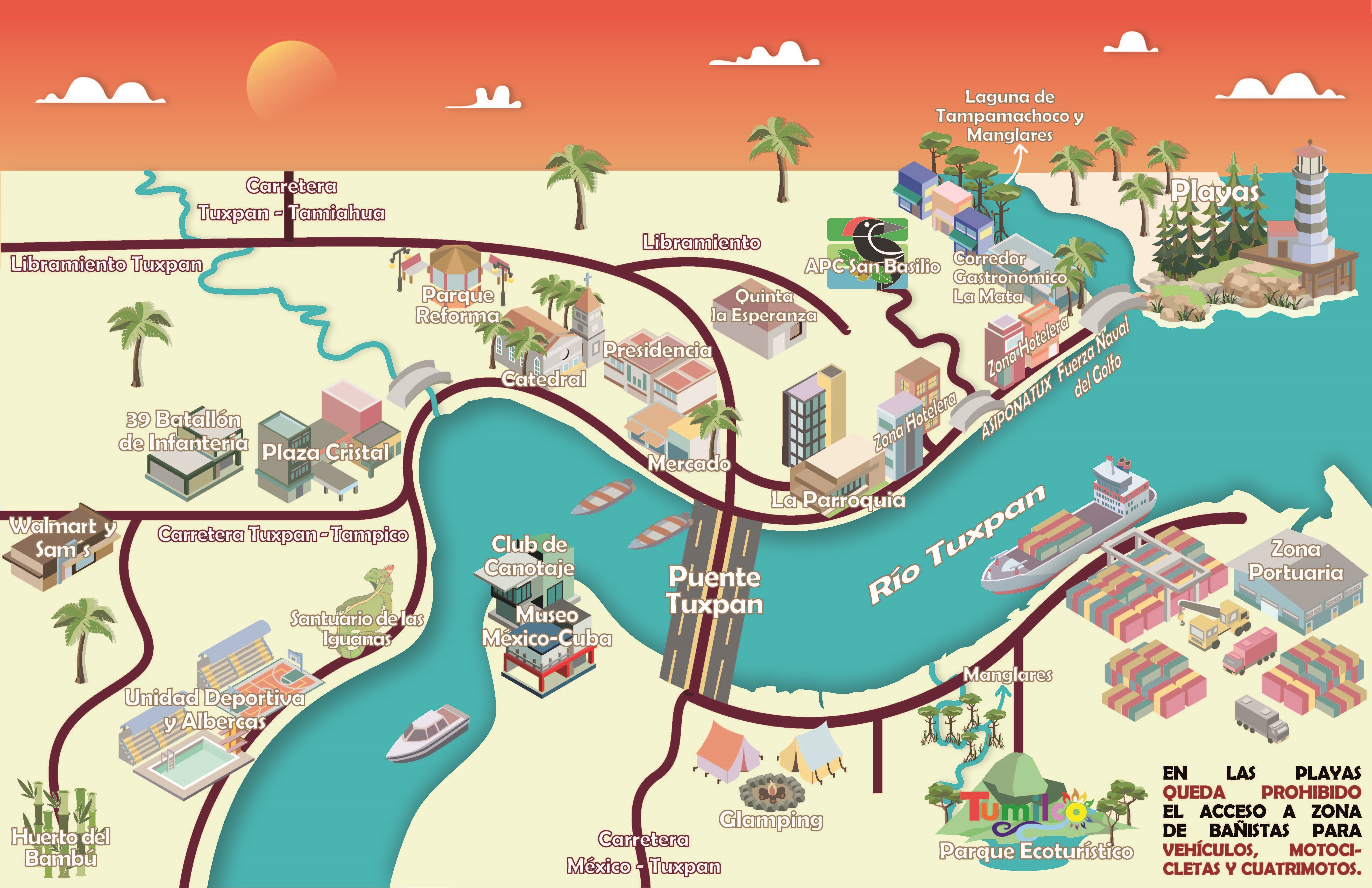 Mapa turístico Tuxpan Veracruz